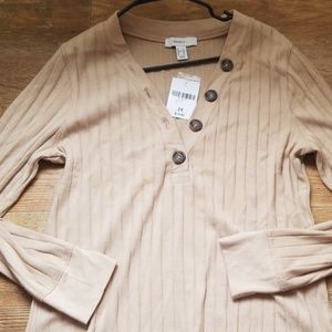 Beige Knitted Top with Buttons